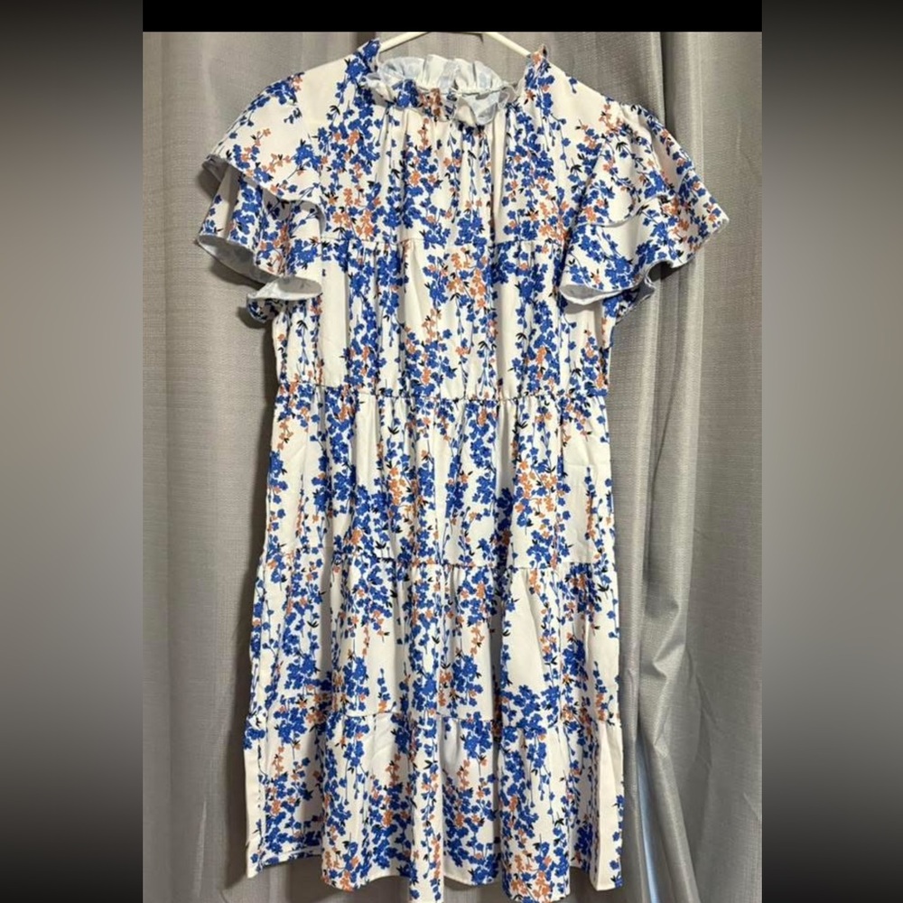 Floral Ruffle Sleeve Dress